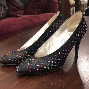 Vintage black satin heels size 40